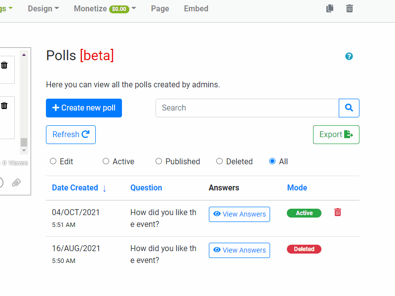 publish poll answers