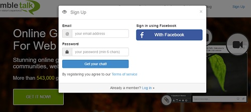 register and get your chat room url