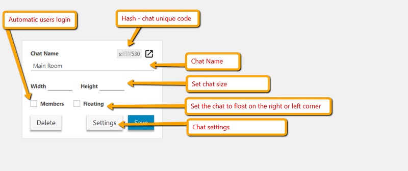 A single Room Settings and editing