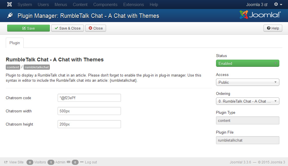 Joomla 3 chat room extension plugin