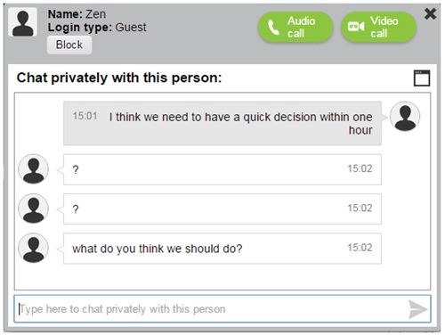 private chat example with live call options