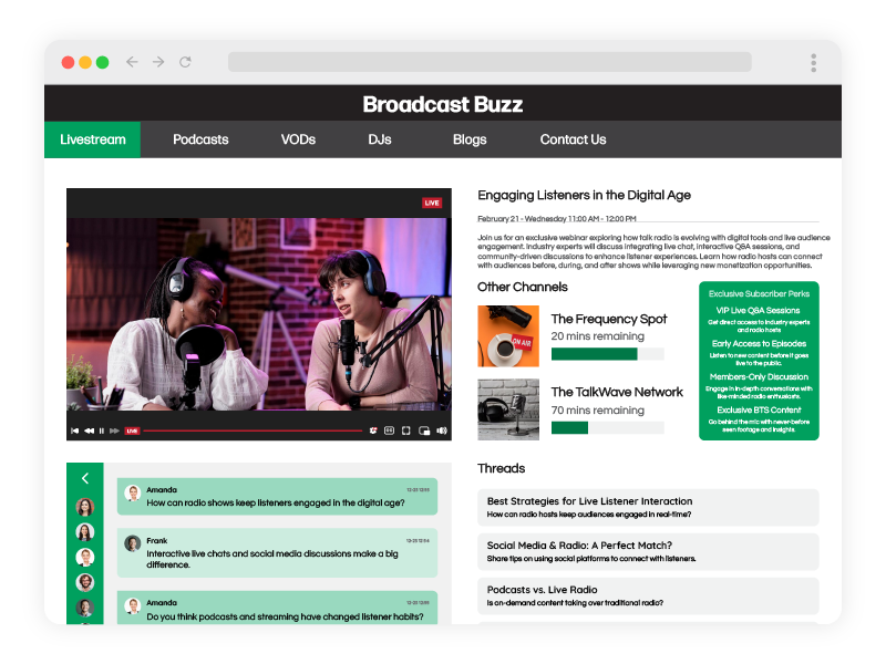 Radio Shows with a Real-Time Chat