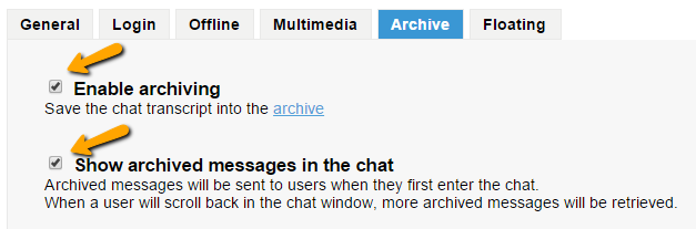 Save chat transcript history and show in chat