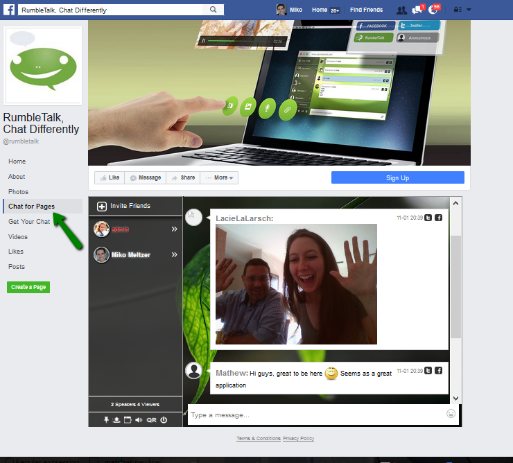 facebook chat room app