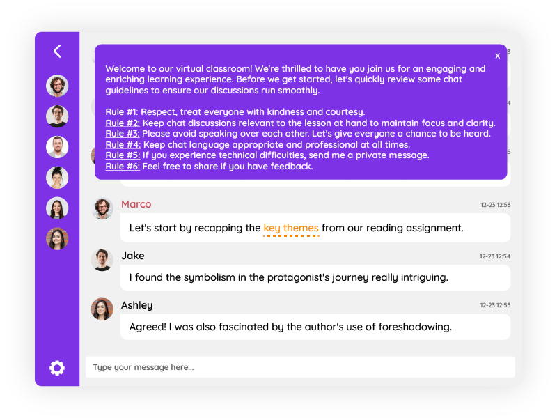 social chat room for online learning