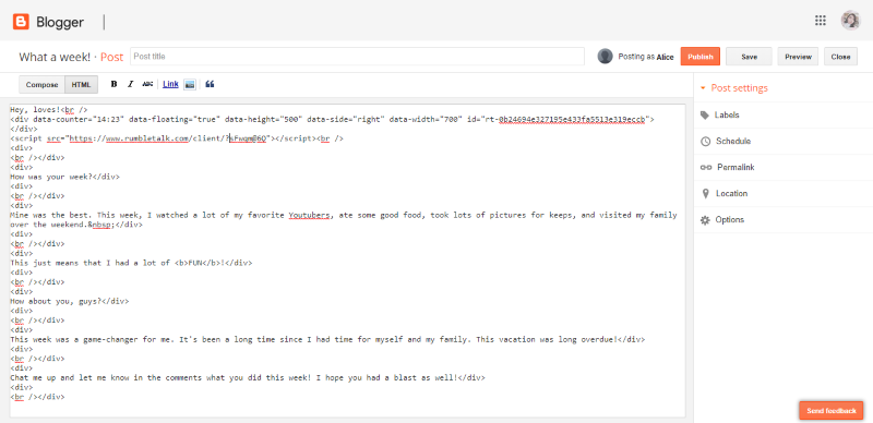 embed a chat room in blogger