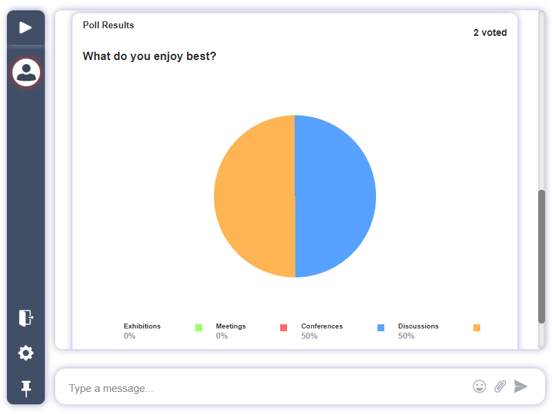 chat polls pie chart chat polls