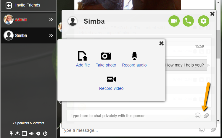 New feature: attach files in private chat room 