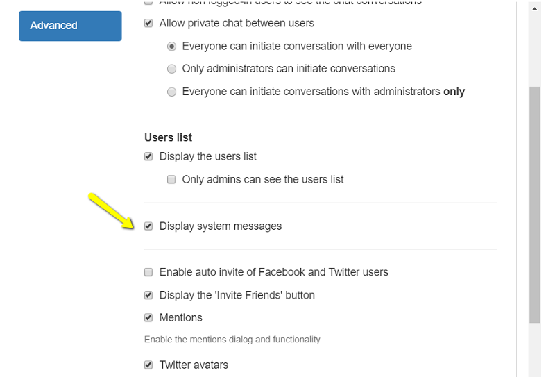 hide system messages